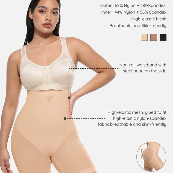 Mesh Tummy Control Butt Lifting High Waisted Shapewear Shorts - Picture 15 of 15